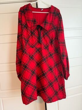 Old Navy Red and Black Plaid dress with Collar XL Tall